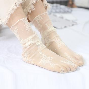 総レース クルーソックス フラワー花柄 送料無料 即日発送-4