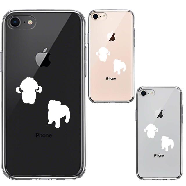 iPhone8 ケース クリア 子犬シルエット パピー ホワイト スマホケース 側面ソフト 背面ハード ハイブリッド 送料無料-1