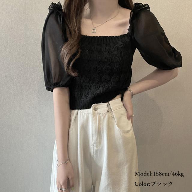 シャツブラウス スクエアネックレディース 送料無料 即日発送-6