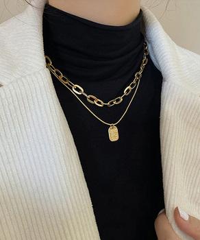 チョーカーネックレス チェーン 2連ネックレス 文字モチーフ ペンダント 送料無料 即日発送-5
