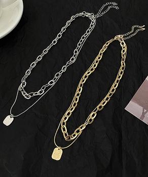 チョーカーネックレス チェーン 2連ネックレス 文字モチーフ ペンダント 送料無料 即日発送-7