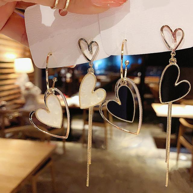 左右非対称 ハートピアス レディース アシンメトリー 揺れる アクセサリー 送料無料 即日発送-5