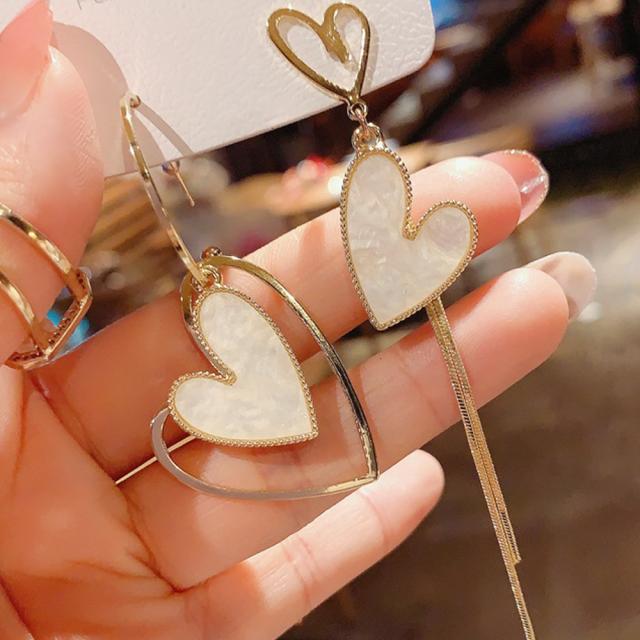 左右非対称 ハートピアス レディース アシンメトリー 揺れる アクセサリー 送料無料 即日発送-7