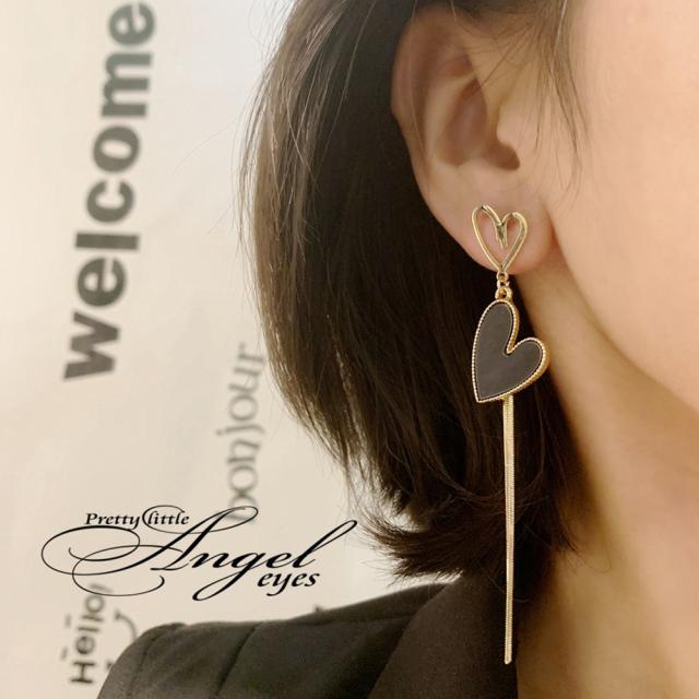 左右非対称 ハートピアス レディース アシンメトリー 揺れる アクセサリー 送料無料 即日発送-8
