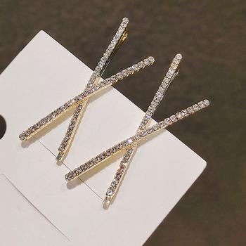 2点ヘアピン きらめき ヘアアクセサリー ラインストーン ピン止め 送料無料 即日発送-1