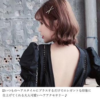 2点ヘアピン きらめき ヘアアクセサリー ラインストーン ピン止め 送料無料 即日発送-6