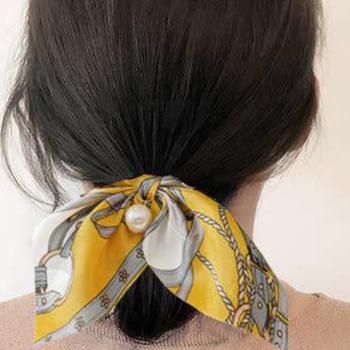 スカーフ シュシュ ヘアゴム 蝶結び リボン ヘアアクセサリー 送料無料 即日発送-5
