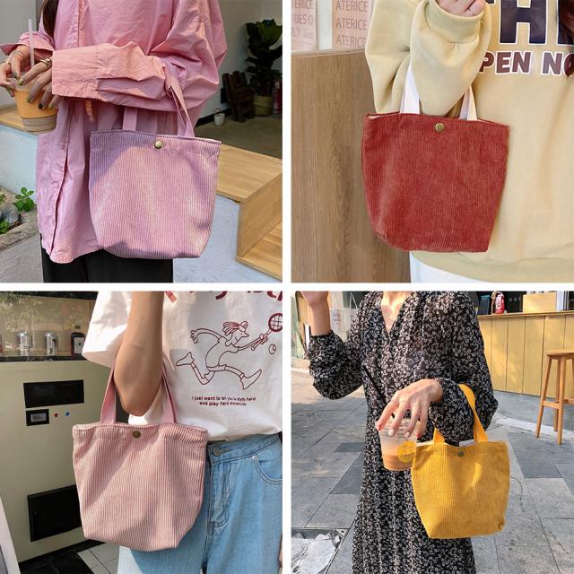 トートバッグ コーデュロイ ミニトートバッグ レディース 小さめ サブバッグ コンパクト 送料無料 即日発送-9