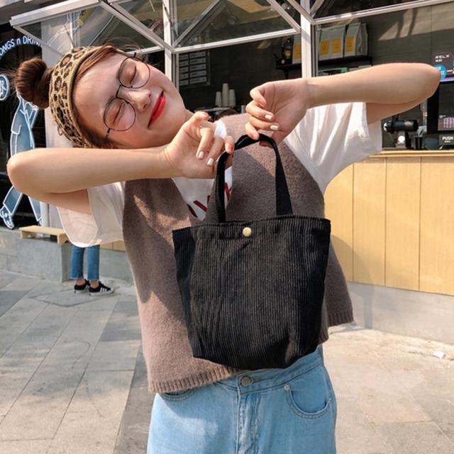 トートバッグ コーデュロイ ミニトートバッグ レディース 小さめ サブバッグ コンパクト 送料無料 即日発送-5