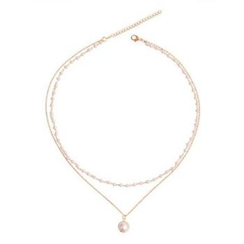 2連 チョーカーネックレス レディース フェイクパール チェーンネックレス 送料無料 即日発送-2