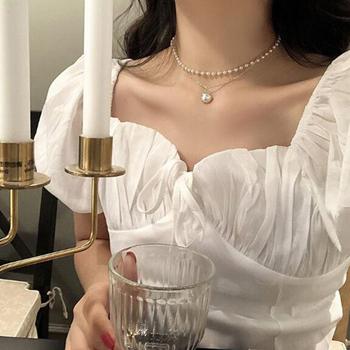 2連 チョーカーネックレス レディース フェイクパール チェーンネックレス 送料無料 即日発送-4