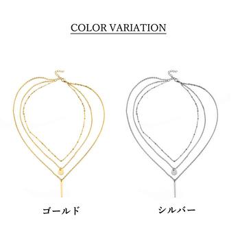 3連 チェーンネックレス レディース チョーカーネック 首飾り ペンダント 送料無料 即日発送-1