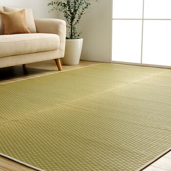 ラグ 約191×250cm い草 日本製 国産 自然素材 滑り止め加工 ナチュラル 市松柄 オールシーズン 消臭 DXプレーン 送料無料-1