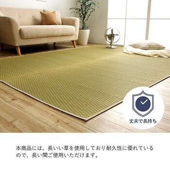 ラグ 約191×250cm い草 日本製 国産 自然素材 滑り止め加工 ナチュラル 市松柄 オールシーズン 消臭 DXプレーン 送料無料-6