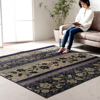 ラグ マット パープル約191×250cm 国産 日本製 い草 高級感 エレガンス 消臭 自然素材 滑り止め加工 不織布 DXヴィオラ 送料無料-3