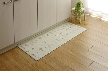 キッチンマット 約45×180cm PVC使用 お手入れ簡単 拭ける すべりにくい 薄手 耐圧分散 北欧風 PVC アイビー 送料無料-9