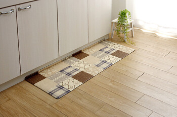 キッチンマット 約45×240cm PVC使用 お手入れ簡単 拭ける すべりにくい 耐圧分散 北欧風 カントリー調 PVC フラン 送料無料-3