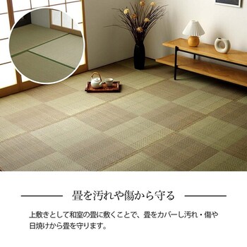 ラグ い草ラグ 本間2畳 約191×191cm 花ござ カーペット 格子柄 ナチュラル シンプル 和室 抗菌防臭 消臭 お手入れ簡単 ルネ 送料無料-2