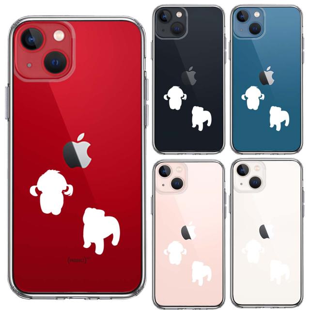 iPhone13mini ケース クリア子犬シルエット パピー ホワイト スマホケース 側面ソフト 背面ハード ハイブリッド 送料無料-1