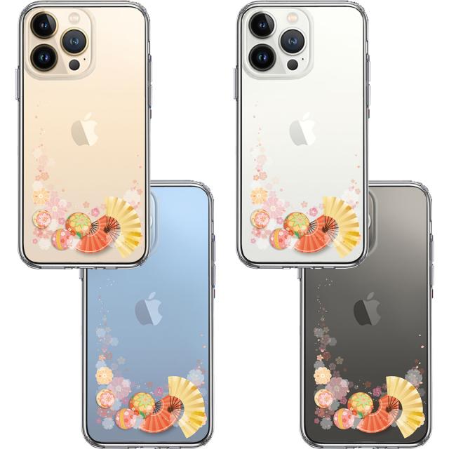 iPhone13Pro ケース クリア和柄 扇 毬 花柄 スマホケース 側面ソフト 背面ハード ハイブリッド 送料無料-1