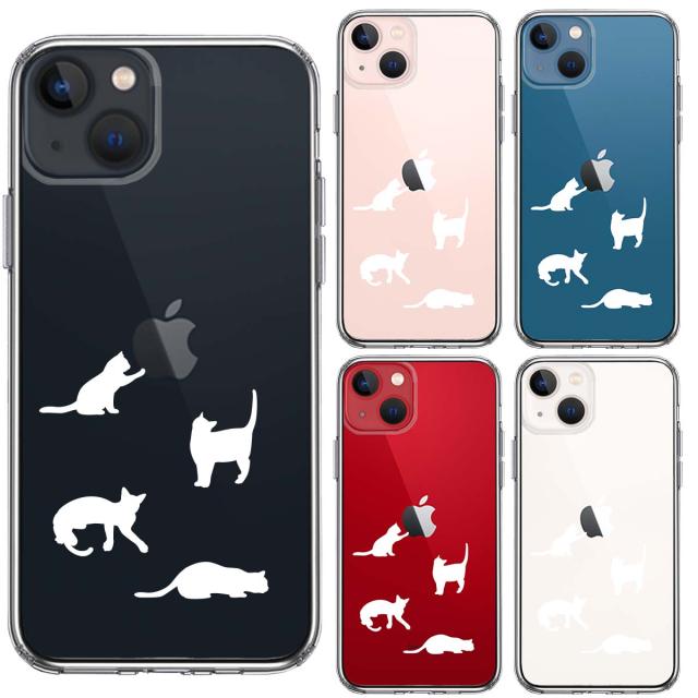 iPhone13mini ケース クリア陽だまりのにゃんこ ねこ 猫 ホワイト スマホケース 側面ソフト 背面ハード ハイブリッド 送料無料-1