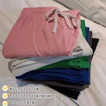 ドロスト ワイドパンツ リブ レディース 送料無料 即日発送-9