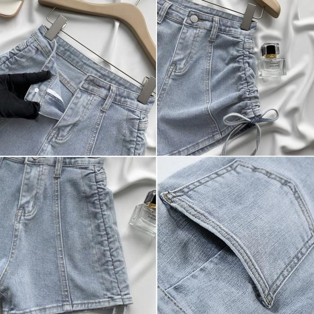 ドロスト デニムショートパンツ 夏 美脚 送料無料 即日発送-3