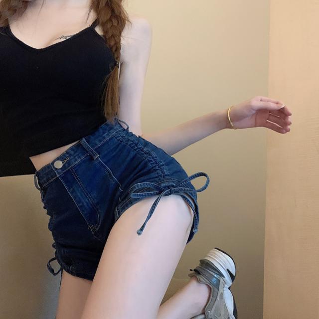 ドロスト デニムショートパンツ 夏 美脚 送料無料 即日発送-6