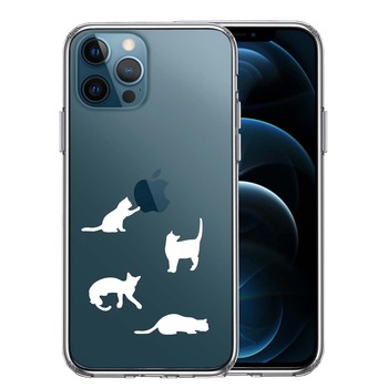 iPhone12Pro ケース クリア 陽だまりのにゃんこ ねこ 猫 ホワイト スマホケース 側面ソフト 背面ハード ハイブリッド 送料無料-0