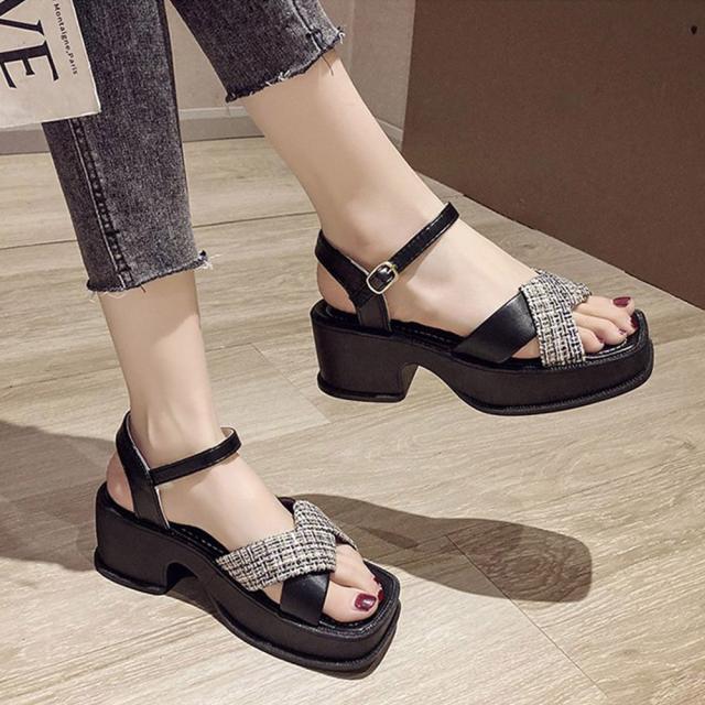 サンダル 厚底サンダル クロスストラップ 春夏 送料無料 即日発送-3