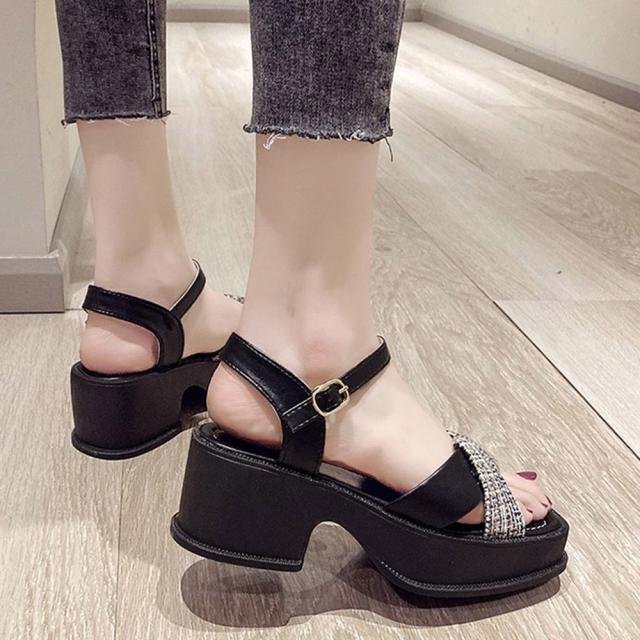 サンダル 厚底サンダル クロスストラップ 春夏 送料無料 即日発送-5