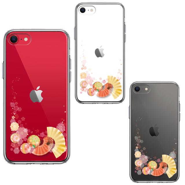 iPhoneSE ケース 第3世代 第2世代 クリア 和柄 扇 毬 花柄 スマホケース 側面ソフト 背面ハード ハイブリッド 送料無料-1