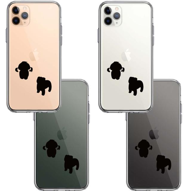 iPhone11pro ケース クリア 子犬シルエット パピー ブラック スマホケース 側面ソフト 背面ハード ハイブリッド 送料無料-1