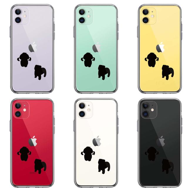 iPhone11 ケース クリア 子犬シルエット パピー ブラック スマホケース 側面ソフト 背面ハード ハイブリッド 送料無料-1