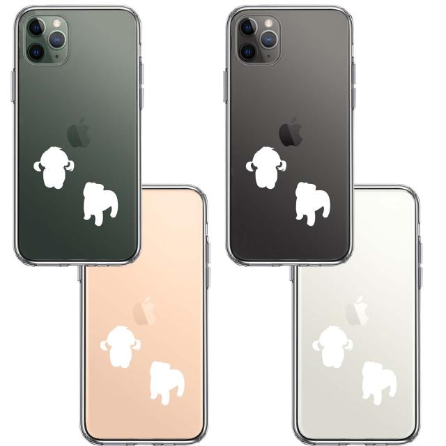 iPhone11pro ケース クリア 子犬シルエット パピー ホワイト スマホケース 側面ソフト 背面ハード ハイブリッド 送料無料-1