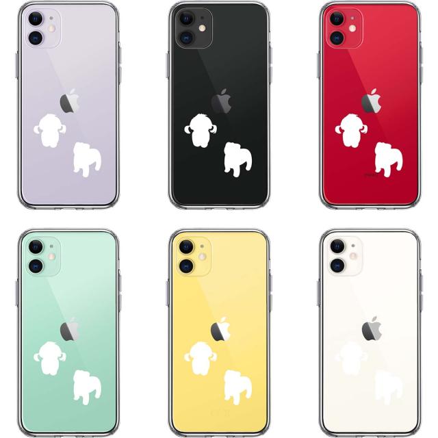 iPhone11 ケース クリア 子犬シルエット パピー ホワイト スマホケース 側面ソフト 背面ハード ハイブリッド 送料無料-1