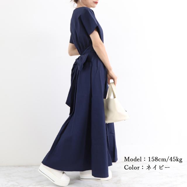 ワンピース マキシワンピース フレンチ袖ロングワンピ 送料無料 即日発送-9