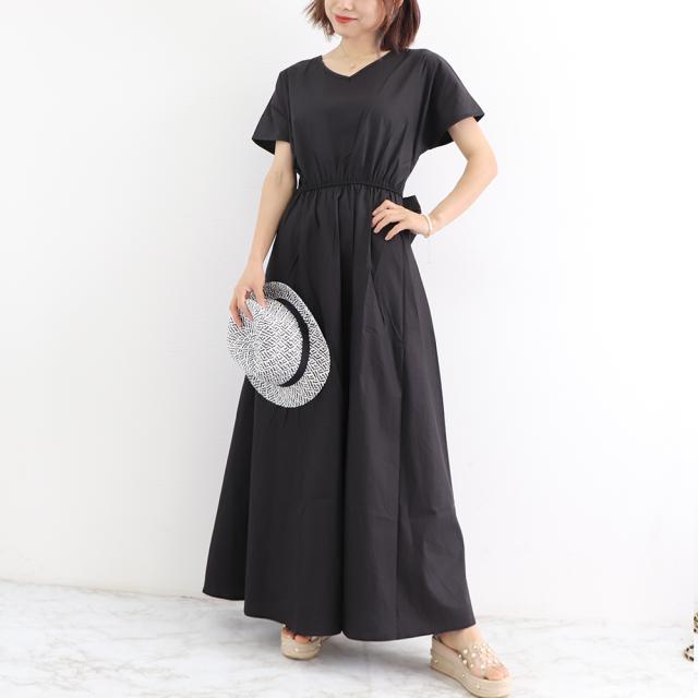 ワンピース マキシワンピース フレンチ袖ロングワンピ 送料無料 即日発送-4