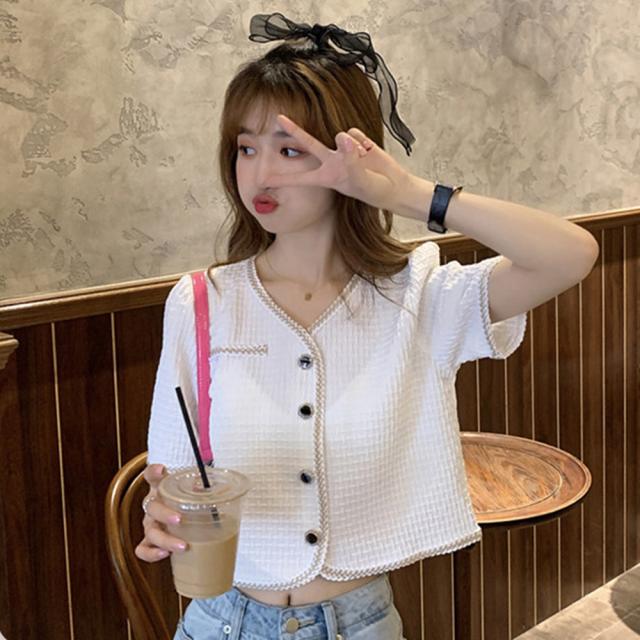 ツイード風半袖ジャケットレディース 送料無料 即日発送-7