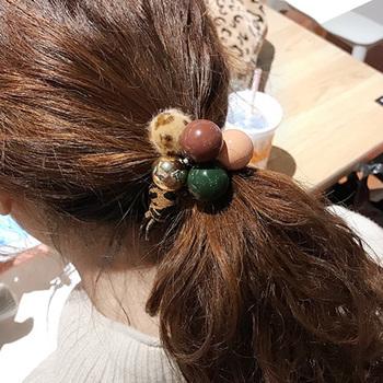 レオパード ヘアゴム 大人っぽい ヒョウ柄 ブレスレット ゴム ヘアゴム 送料無料 即日発送-9