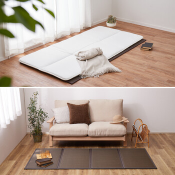 水拭きできる 4つ折り 約100×200×1.1cm PP 畳マットレス 綾模様 送料無料-5