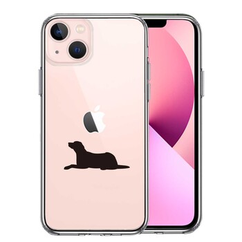 iPhone13 ケース クリア犬 シルエット ラブラドールレトリバー スマホケース 側面ソフト 背面ハード ハイブリッド 送料無料-0