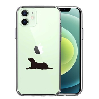 iPhone12mini ケース クリア 犬 シルエット ラブラドールレトリバー スマホケース 側面ソフト 背面ハード ハイブリッド 送料無料-0