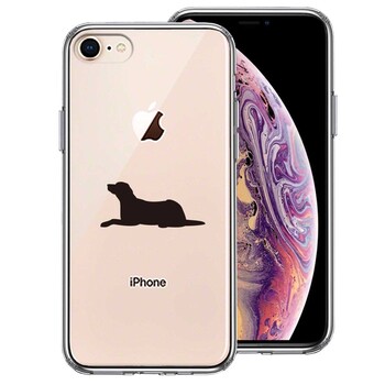 iPhone8 ケース クリア 犬 シルエット ラブラドールレトリバー スマホケース 側面ソフト 背面ハード ハイブリッド 送料無料-0