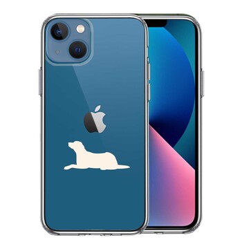 iPhone13 ケース クリア犬 シルエット ラブラドールレトリバー 白 スマホケース 側面ソフト 背面ハード ハイブリッド 送料無料-0