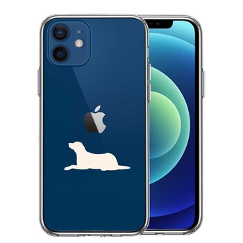 iPhone12 ケース クリア 犬 シルエット ラブラドールレトリバー 白 スマホケース 側面ソフト 背面ハード ハイブリッド 送料無料-0