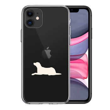 iPhone11 ケース クリア 犬 シルエット ラブラドールレトリバー 白 スマホケース 側面ソフト 背面ハード ハイブリッド 送料無料-0