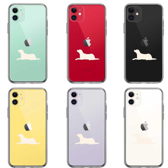 iPhone11 ケース クリア 犬 シルエット ラブラドールレトリバー 白 スマホケース 側面ソフト 背面ハード ハイブリッド 送料無料-1