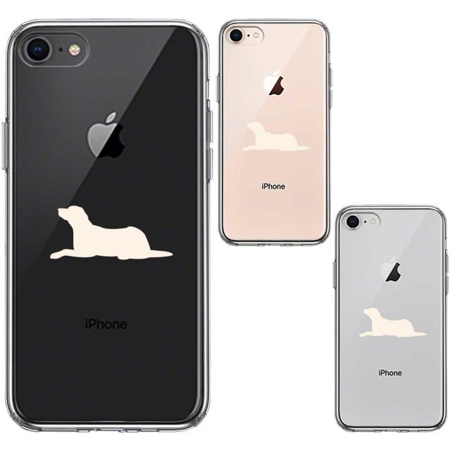 iPhone8 ケース クリア 犬 シルエット ラブラドールレトリバー 白 スマホケース 側面ソフト 背面ハード ハイブリッド 送料無料-1
