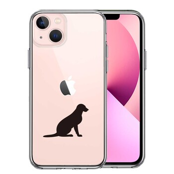 iPhone13mini ケース クリア犬 シルエット ラブラドールレトリバー2 スマホケース 側面ソフト 背面ハード ハイブリッド 送料無料-0